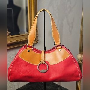 Balenciaga Red and Tan Shoulder Bag